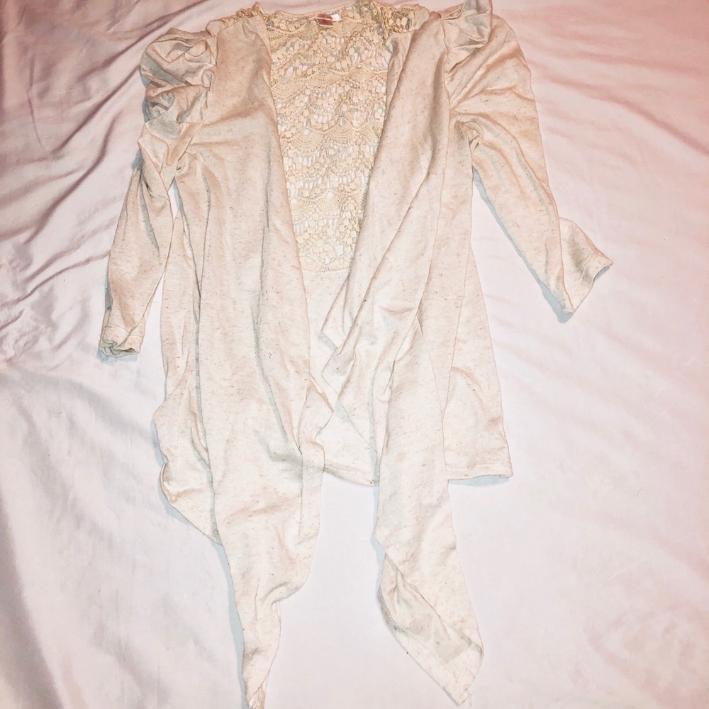 Cream and lace detailed cardigan